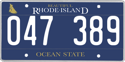 RI license plate 047389