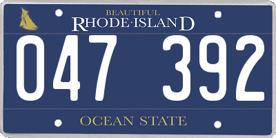 RI license plate 047392