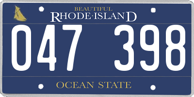RI license plate 047398