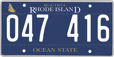RI license plate 047416