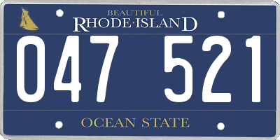 RI license plate 047521