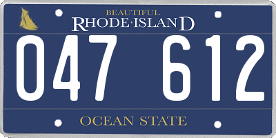 RI license plate 047612
