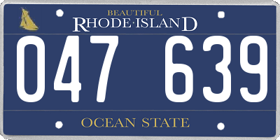 RI license plate 047639