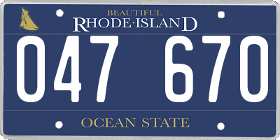 RI license plate 047670