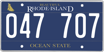 RI license plate 047707