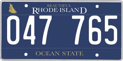 RI license plate 047765