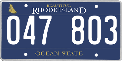 RI license plate 047803
