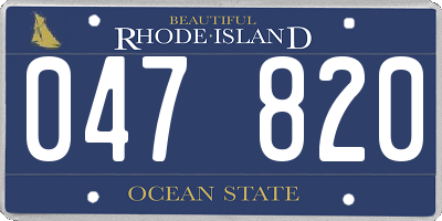 RI license plate 047820