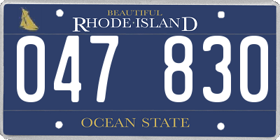 RI license plate 047830