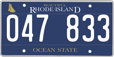 RI license plate 047833