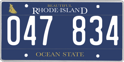 RI license plate 047834