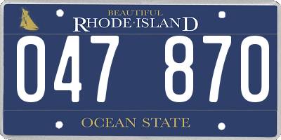 RI license plate 047870