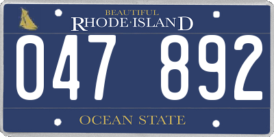 RI license plate 047892