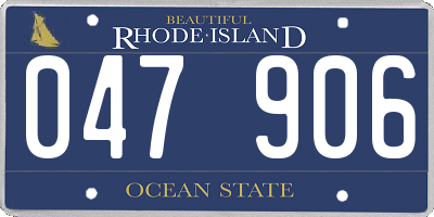 RI license plate 047906