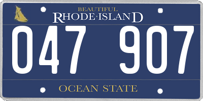 RI license plate 047907