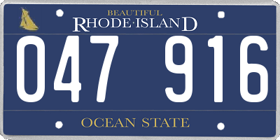 RI license plate 047916