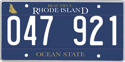 RI license plate 047921