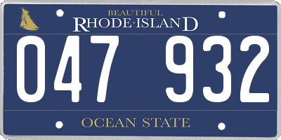 RI license plate 047932