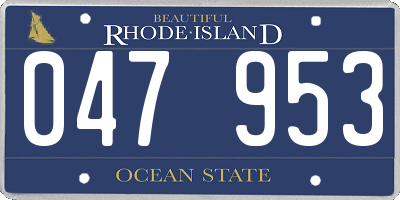 RI license plate 047953