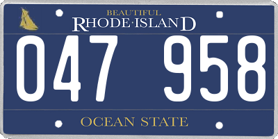 RI license plate 047958