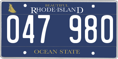 RI license plate 047980