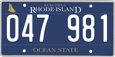 RI license plate 047981