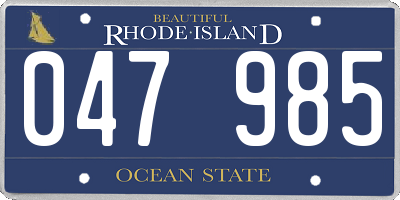 RI license plate 047985