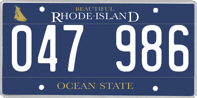 RI license plate 047986