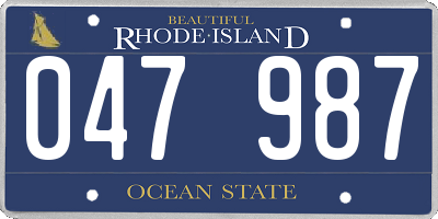 RI license plate 047987
