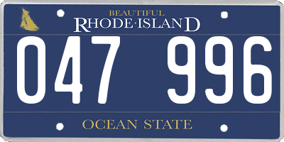 RI license plate 047996
