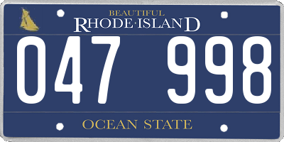 RI license plate 047998