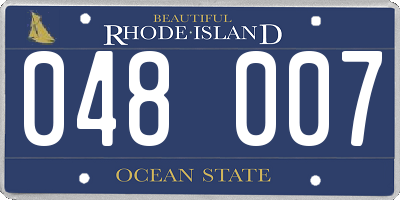 RI license plate 048007