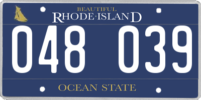 RI license plate 048039