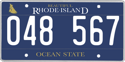 RI license plate 048567