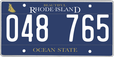 RI license plate 048765