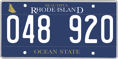 RI license plate 048920