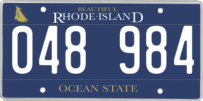RI license plate 048984