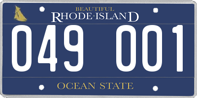RI license plate 049001