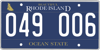 RI license plate 049006