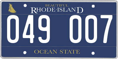 RI license plate 049007