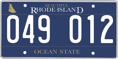RI license plate 049012