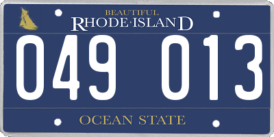 RI license plate 049013