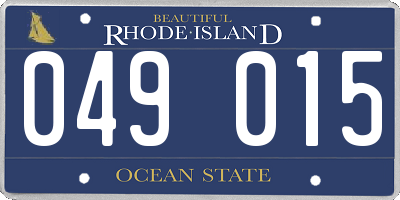 RI license plate 049015