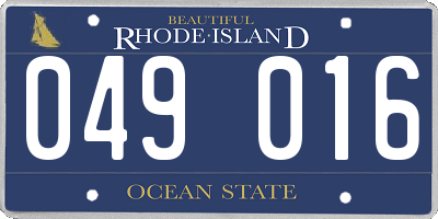 RI license plate 049016