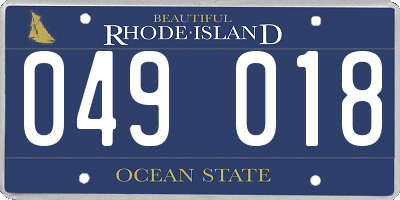 RI license plate 049018