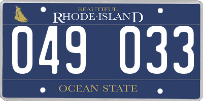 RI license plate 049033