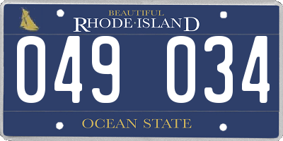 RI license plate 049034