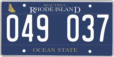 RI license plate 049037