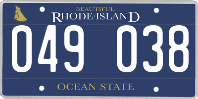 RI license plate 049038