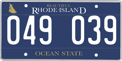 RI license plate 049039